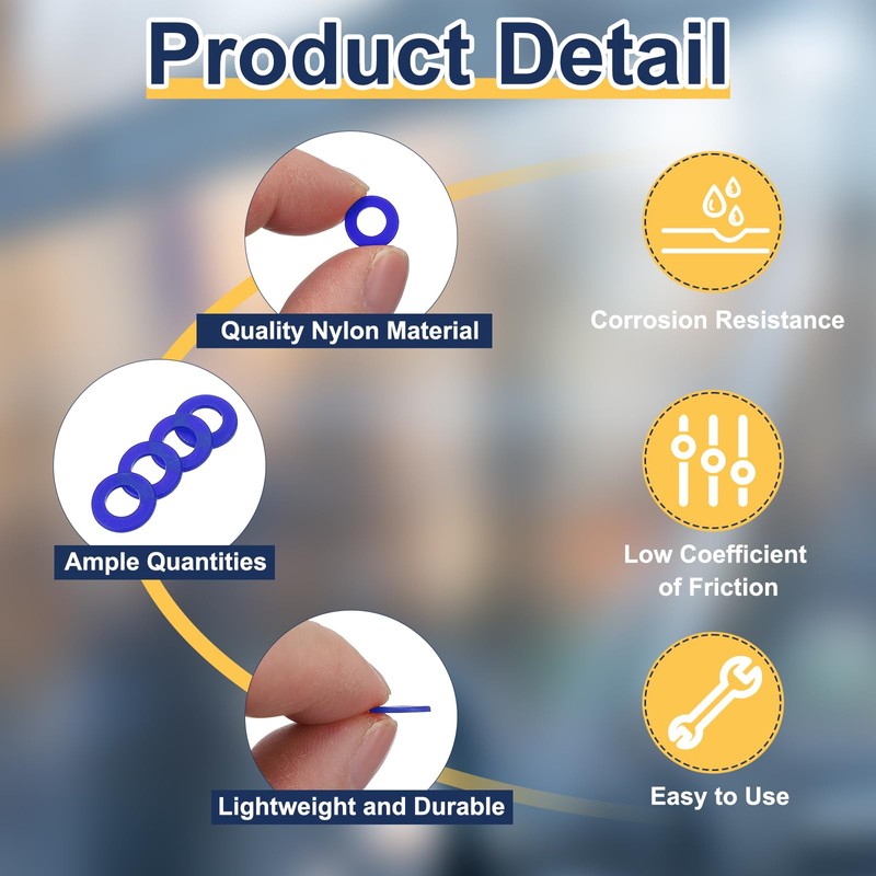 sourcing map 240 Pcs Nylon Flat Washers 2mm ID 5mm