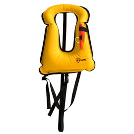 Inflatable Snorkel Vest Adult Snorkeling Jackets Free Diving Swimming Safety Supports up to 260 lbs (Yellow-120N)