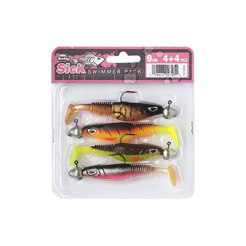 Berkley Sick Swimmer Pack - Mix of Four 9cm Pre-Assembled