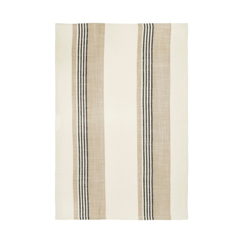 Creative Co-Op Tan & Grey Striped Cotton Tea Towels (Set