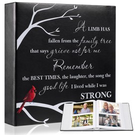 ReliThick Cardinal Funeral Photo Album 4 x 6 Inch 200 Blank Pages Memorial Leather Album Memory Album Scrapbook for Memorial Service Decor in Loving Memory Supply (Remember the Best Times)