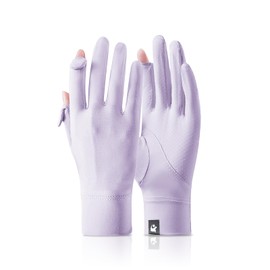 Feelorna Women UV Sun Protection Gloves, Summer Ice Silk Breathable Sunblock Gloves Full Finger Non-slip Touch Screen Driving Gloves for Cycling Riding Golfing Hiking (Purple)