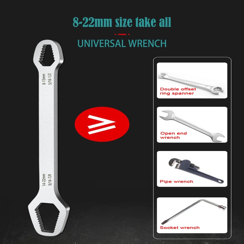 KEWAYO 8-22mm Universal Torx Wrench Set, Double-Ended Self-Tightening Adjustable Wrench