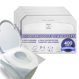 Disposable Toilet Seat Covers XL Half Fold Flushable – 400 Sheets (4 Pack) for Public Facilities, Office, School, Hotel & Business Use – Premium toilet seat cover For Commercial Wall Dispenser