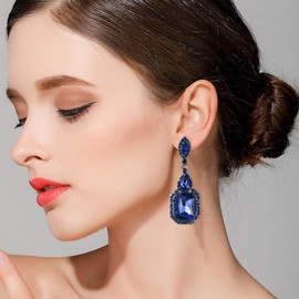 Clearine Women's Fashion Simple Geometric Crystal Marquise Drop Shape Chandelier Dangle Statement Earrings, Crystal, Crystal