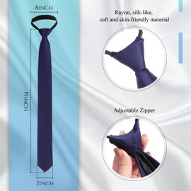 Xinnun 4 Pieces Zipper Ties for Men Adjustable Men's Neckties Zip on Tie for Zipper Skinny Necktie Clip on Slim Tie(Black, Navy, Silver Grey, Red)