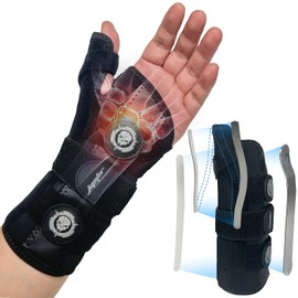 JUPITER Carpal Tunnel Wrist Brace, Day & Night Support, Thumb Spica Splint for Left Hand, Ideal for De Quervains Tenosynovitis, Tendonitis, Wrist Brace With Thumb Support - Small/Medium - Women & Men, Black-Gray