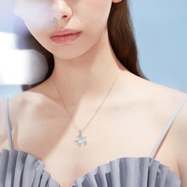 YAFEINI Sea Turtle Pendant Necklace S925 Sterling Silver Ocean Jewelry Sea Turtle Necklaces Ocean Necklace Gifts White Opal Necklaces For Women Female Birthday Gift