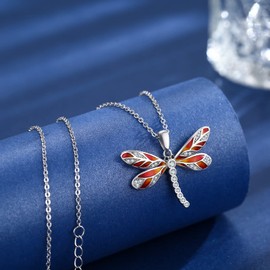 Silikepa Dragonfly Necklace for Women 925 Sterling Silver Dragonfly Pendant Necklace Animal Necklace with Zircon Dragonfly Jewelry Gift for Women