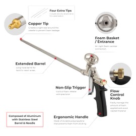 INTERTOOL Long Nose Spray Foam Gun, Insulation Expanding Sealant Applicator with 20-inch / 500mm Extended Barrel PT-0650