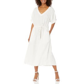 VELVET BY GRAHAM & SPENCER Women's Nanette Woven Linen Midi Length Dress, Beach, M