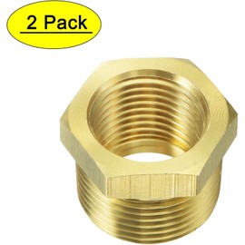 Jowxsx 2 Pack Gold 57480-1208 Brass Garden Hose Fitting, Pipe Adapter Connector, 3/4'' GHT Male * 1/2'' NPT Female Garden Hose Parts for Connectors Hose Connectors and Accessories