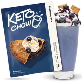 Keto Chow Blueberry Pie - Keto Meal Replacement Shake Powder - Nutritionally Complete - Low Carb - Delicious Easy Meal Substitute - Protein Rich & Dairy Free - Single Meal Serving