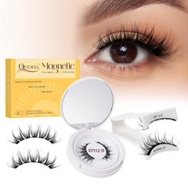 Faux Cils Magnetique,Cils Magnetique Naturel Réutilisables avec Applicateur, Aucune Colle Nécessaire QUEWEL Faux Cils Magnetique facile à porter et à enlever avec instructions (Set-D-1 paires)