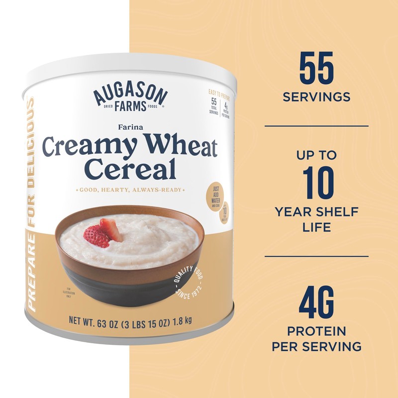Augason Farms Creamy Wheat Cereal Can, Emergency Food Supply, Everyday