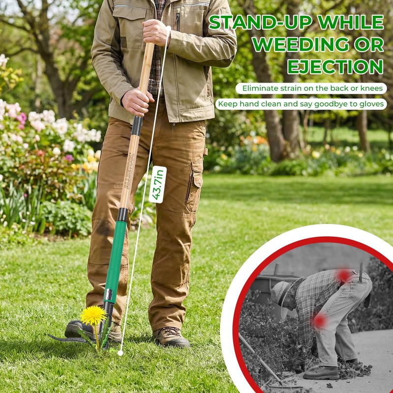 Allsetool Weed Puller Tool with 2 Weed Eject Feature, 43.7in