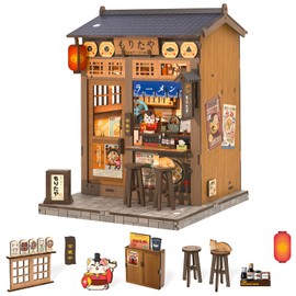 Fsolis Book Nook Kit - DIY Miniature Dollhouse Kit for Adult Activity Tiny Home Mini House Building Kit Bookshelf Decor for Home Library (Morita-Ya Japanese)