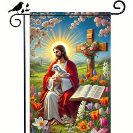 BlissYard Easter Garden Flag 12x18 Inch Double Sided Outside Jesus Easter Cross Yard Flag Easter Spring Outdoor Outside Decoration Flag Religion Easter Spring Seasonal Decoration