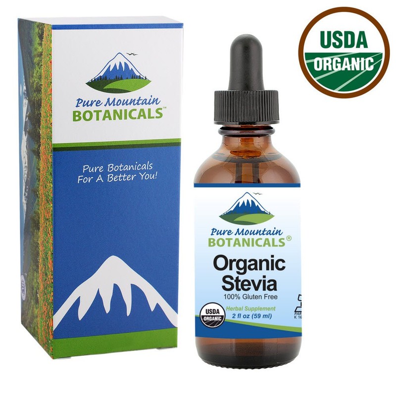 Pure Mountain Botanicals Organic Liquid Stevia Sweetener – Alcohol Free