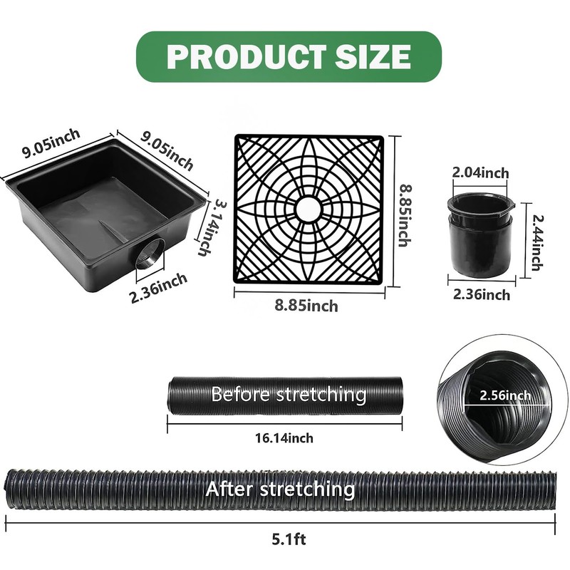 YOTODY Gutter Downspout Extensions,Catch Basin Low Profile Downspout Extender |