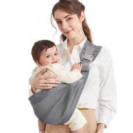 Mumgaroo Baby Sling Baby Carrier Newborn from Birth, On the Go Multifunctional, for Babies from 0 to 36 Months, Toddlers up to 15 kg (Mist Grey)