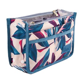 Periea Signature Purse Organizer Insert with Handles & 13 Pockets - 3 Sizes (Peach Leaves, Small)