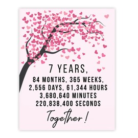 Stuff4 7th Anniversary Poster Unframed - 7 Years 84 Months - Happy 7th Wedding Anniversary Cute Gifts for Boyfriend Girlfriend Husband Companion Wife Partner, 8x10 Inch Anniversaries Posters