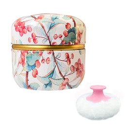 Qopoto Polvo grande para polvo corporal con recipiente de polvo, polvo suave y polvo de polvo de viaje (Ormosia)