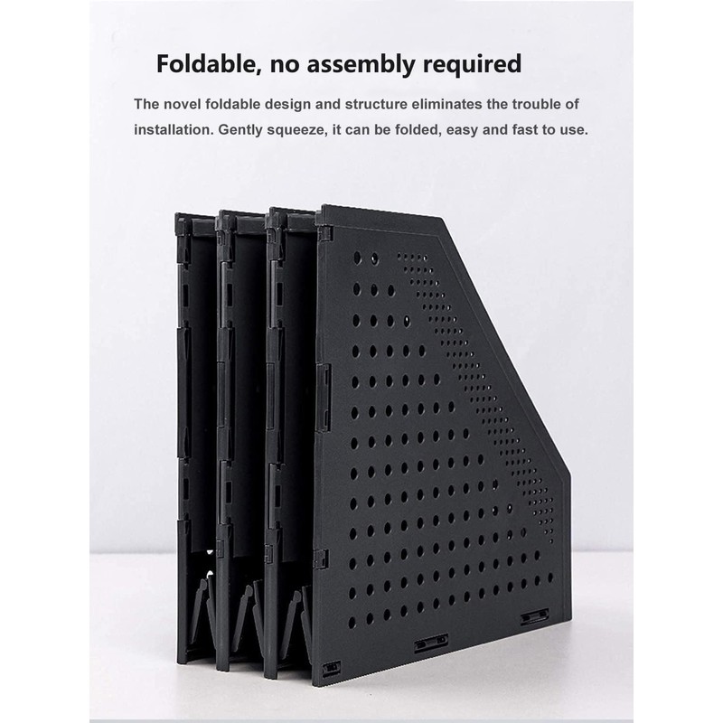 Sivelike A4 File Holder Folding Bookshelf,1 Year Warranty,3 Vertical Compartments