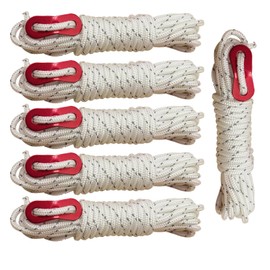 Skyzone 6 Pack Reflective Ropes - 4mm x 4M Camping Guide Ropes with Tensioner, Weatherproof Reflective Cord for Tents, Hammocks, Tarps, Outdoor Survival Gear (White, 4mm)