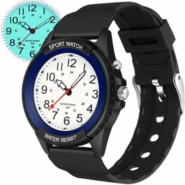 TENOCK 50M Waterproof Watch for Women Men with Night Light Ladies Analogue Quartz Watch for Nurse Sporty Watch for Fashionable Casual Matching or Sports Activity (Black&Blue)