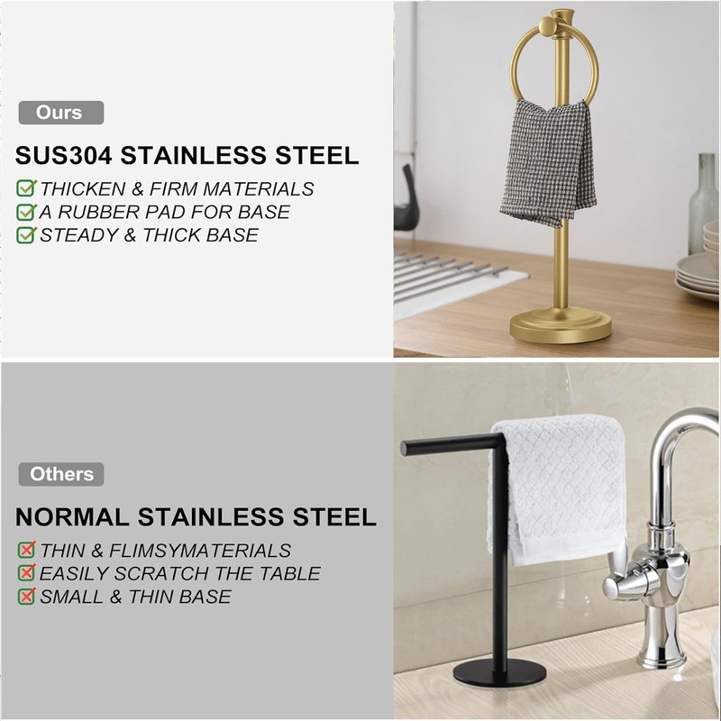 Hoimpro 17 Inch Stand Hand Towel Holder Towel Bar Towel