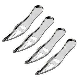 Luxshiny Stainless Steel Cleaner 4Pcs Fish Scaler Remover Stainless Steel Sawtooth Fish Scale Cleaning Brush Scraper Bottle Opener for Hoem Kitchen Metal Spatula
