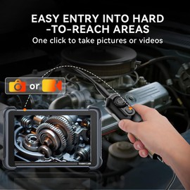 THINKCAR TES102 Endoscope Camera with Light, 0.21 Inch HD Borescope with 6 Adjustable LED Light, IP67 Waterproof Semi-Rigid Snake Camera, One Click Snapshot Inspection Borescope