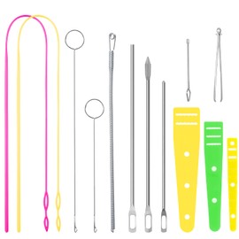 Outtshop 13 Pcs Drawstring Threader Tool, Loop Turner Sewing Tool, Flexible Drawstring Threader, Loop Turner Hooks for Drawstring Threading DIY Knitting Accessories Clothes Pants Bags