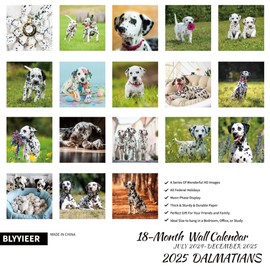 2025 Wall Calendar,Dalmatians Dogs Monthly Wall Calendar, 12" x 24" Open,Family Planner Calendar Jul.2024 - Dec.2025,Home & Office Organizer,Hangable,for Dogs lover