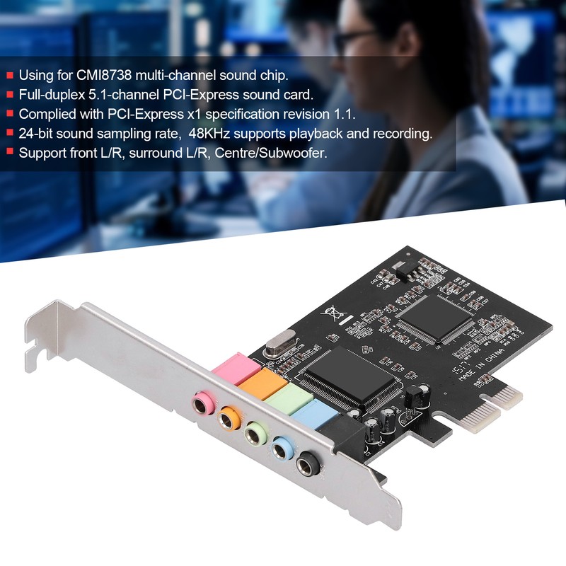 PCI-E 5.1 Sound Card CMI8738 Chip Stereo Audio Card Support
