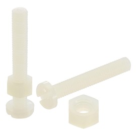 sourcing map 50Sets Nylon Screw Nut Assortment, M5-0.8x30mm Slotted Pan Head Screws & M5 Hex Nuts for Machinery, Electronics, White