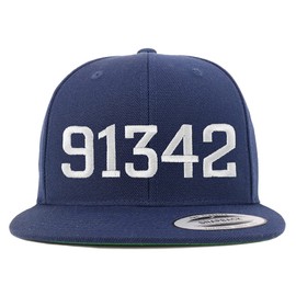 Trendy Apparel Shop 91342 Sylmar CA Old English Embroidered Flatbill Snapback - Navy