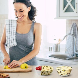 Reusable Beeswax Food Wrap - Reusable Sustainable Beeswax Wraps Fresh Food Keeper - 3 Beeswax Wrap, Bread Sandwich Wrapper for Wrap Vegetables, Fruits, Bread, Cheese