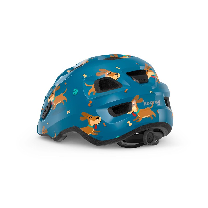MET Hooray Kids Cycling Helmet, Glossy Blue Teckel, Size 46-52cm
