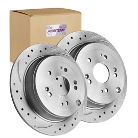 AUTOSTEADY 2PC 11.99" (304.7 mm) Rear Drilled and Slotted Solid Brakes Rotors Replacement for 2007-2018 Acura RDX, 2005-2016 Honda CR-V, 2008 2009 2010 2011 2012 2013 2014 2015, 31372