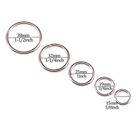 Swpeet 50 Pcs Sliver Assorted Multi-Purpose Metal O Ring for Hardware Bags Ring Hand DIY Accessories - 15mm, 19mm, 25mm, 32mm, 38mm