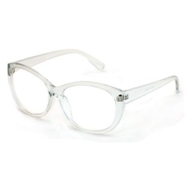 Oversize Women Reading glasses - Magnified Readers Cateye Vintage Jackie Oval - Clear lens (Clear, 2.75)