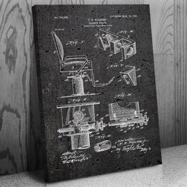 Barber Chair Canvas Print, Barber Shop Decor, Hair Stylist, Barber Gift, Chair Blueprint, Fashion Decor, Stylist Gift Dark Concrete (16 inch x 20 inch)