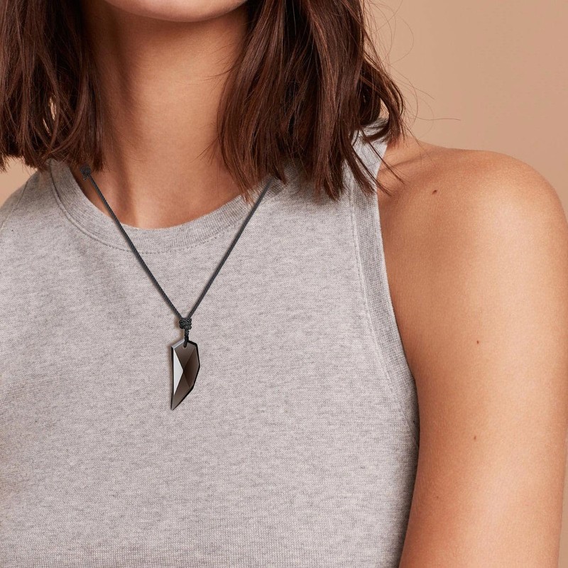 Koai Midnight Race Obsidian Wolf Tang Amulet Pendant Necklace, Adjustable