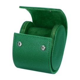 QUARKZMAN Watch Roll Travel Case Single Space Portable Leather Watch Cases for Men Women Watch Storage Organiser with Cushion for Travel Home Storage Textured Green