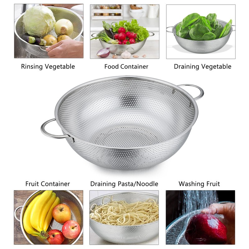 P&P CHEF Colander Set of 3, Stainless Steel Micro-Perforated Colanders