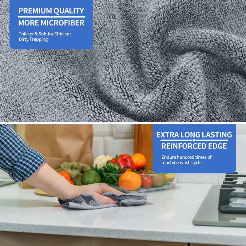 HOMERHYME Microfiber Cleaning Cloth, Premium 8 Pack Cleaning Towels, Lint-Free