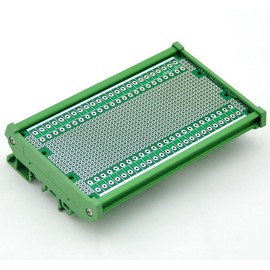 Electronics-Salon DIN Rail Mounting Carrier Housing with Prototype Board. PCB Size 137.4 x 72mm